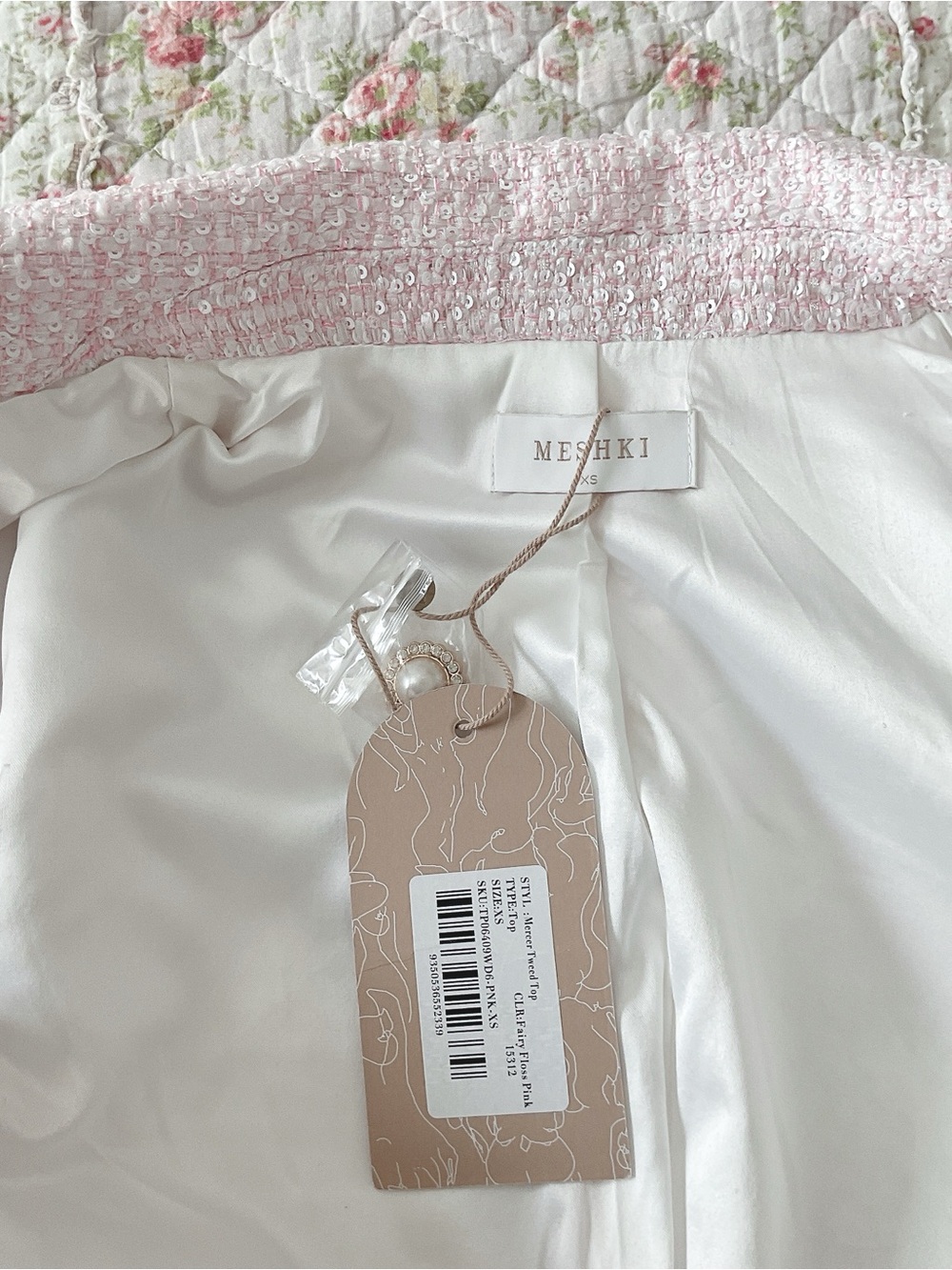 NWT Meshki Mercer Tweed Top & Skirt Set in Fairy Floss Pink - Picture 8 of 9